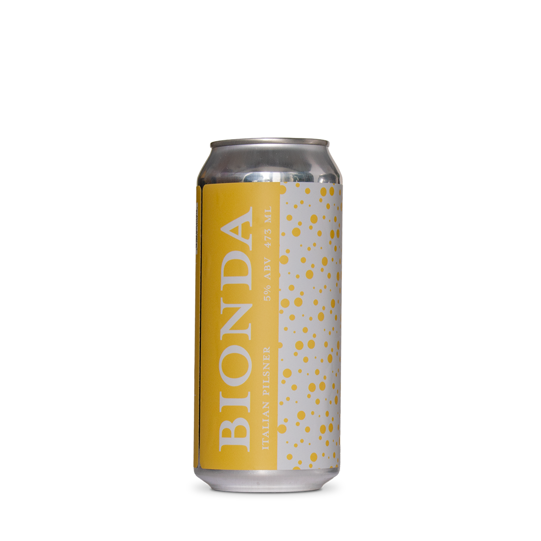 single can of bionda craft beer pilsner
