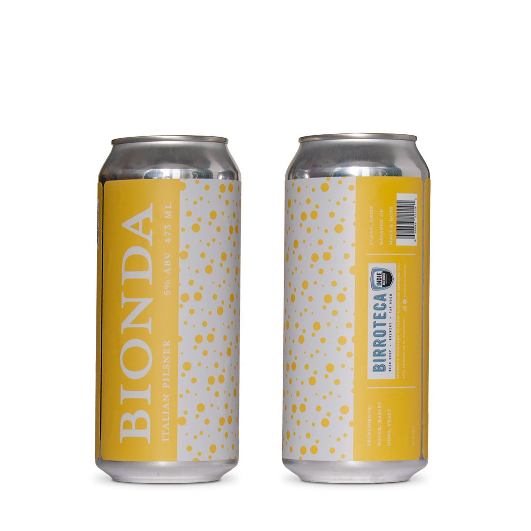 double cans of bionda craft beer pilsner