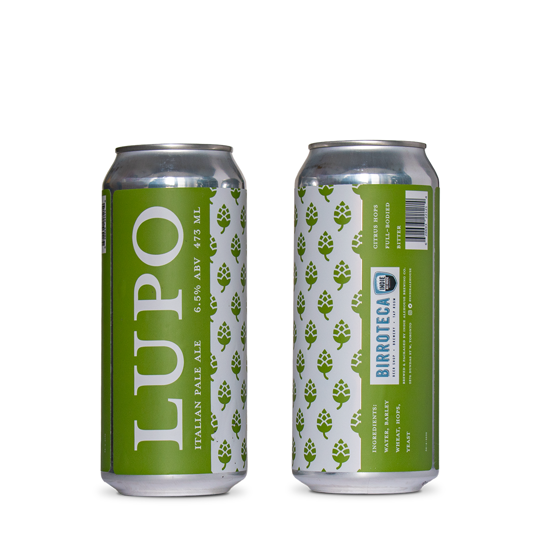 double cans of lupo craft beer IPA