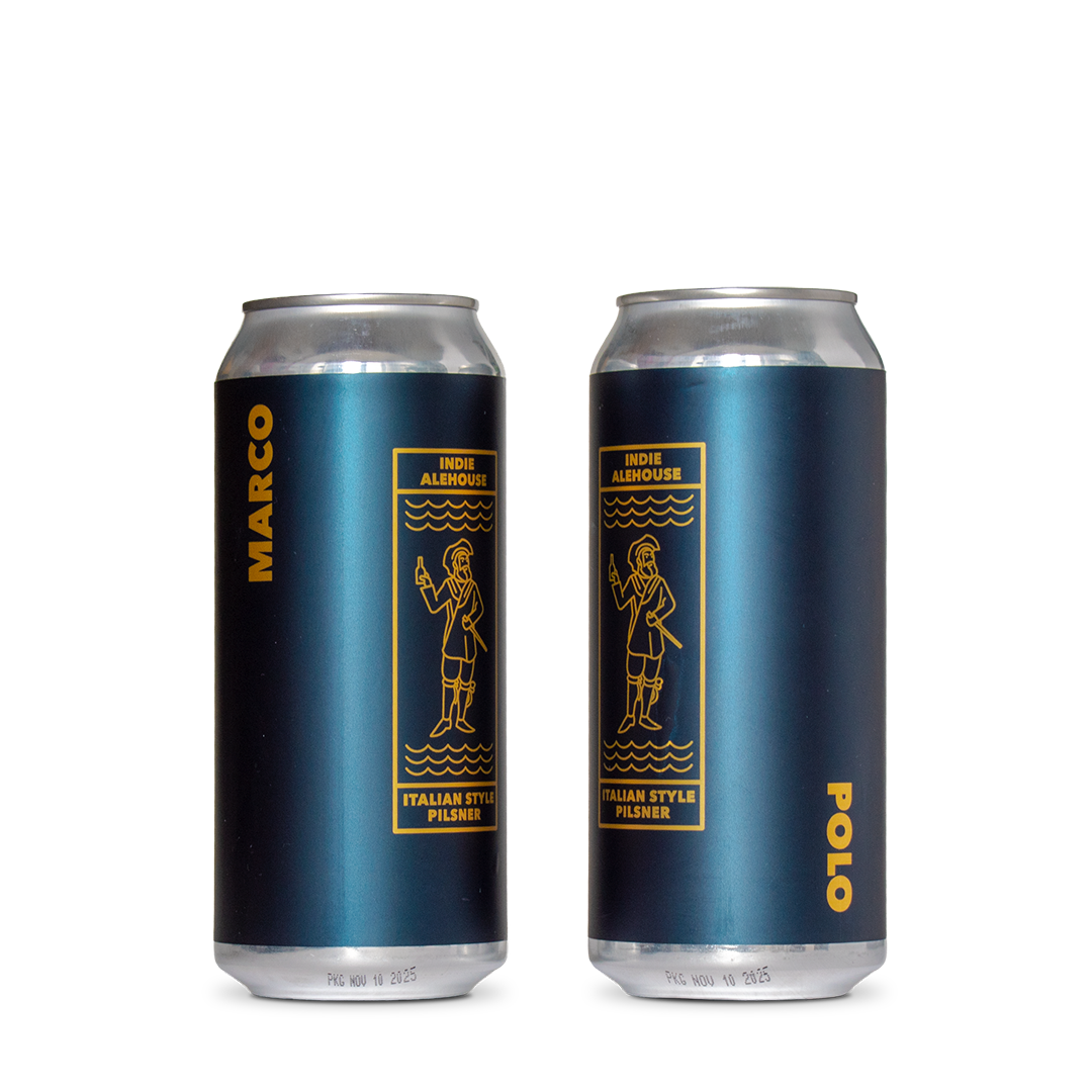 double cans cans of marco polo craft beer italian pilsner